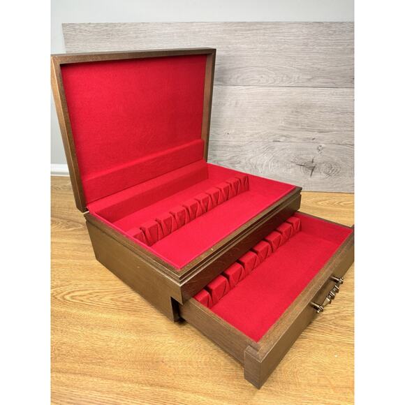Vintage Handcrafted Flatware Chest One Drawer Storage Box Tarnish Proof - Picture 1 of 15